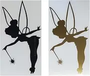 Tinker Bell Black Decal Vinyl Sticker (2 in 1) 01 Black & 01 Gold for Cars, Trucks, Laptops, Walls. Quality Backed by "BizBugs".