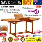 Extending Garden Table Solid Acacia Wood Extendable Tabletop Outdoor Furniture