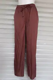 QU 4) BNWT SIZE S PETER ALEXANDER BROWN SATIN DRAWSTRING PJ PYJAMA PANTS SLEEP