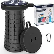 ALEVMOOM Telescoping Stool with Cushion,Collapsible Retractable Stool More Sturdy Capacity 440Ib,Portable Camping Stools Adjustable Folding Stool for Garden Fishing Hiking Mountain BBQ with Carry Bag