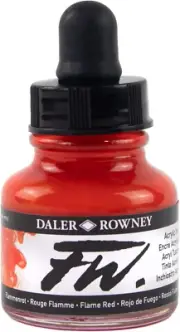 Daler-Rowney FW Acrylic Bottle Flame Red- Versatile Acrylic Drawing for Artists