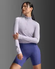 Flex Crop 1/2 Zip Long Sleeve, 2XU, XS, Virtual Violet/Virtual Violet, Female