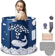 Portable Bathtub, Round Adult Inflatable Folding Bathtub, Thickened Home Freestanding Bathtub, Inflatable Hot Water Soaking Vertical Bathtub for Shower, Sauna Small Space Spa Shower