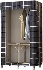 Wardrobe, Portable Wardrobe Canvas Wardrobe with Hanging Rail Foldable Closet for Bedroom Strong and Durable,A-75x45x160cm