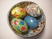 Decorative Bowl With 4 Floral Eggs, Brand New