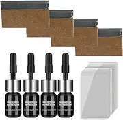4 Set 5ml Windshield Crack Repair Kit Glass Scratch Repair Liquid with Cured Films for Automotive Scratches Cracks