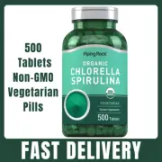 Chlorella Spirulina Organic 500 Tablets | Vegetarian Non-GMO by Piping Rock