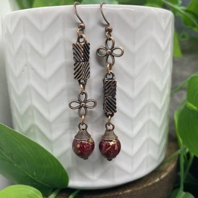 2.5” Copper-tone Earring Set Bohemian Retro Drop Dangle New Free Ship B6107