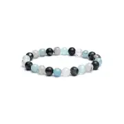 Aquamarine, Labradorite & Tourmaline Quartz 8mm Beaded Bracelet