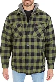 [Smith's Workwear] Men's Sherpa-Lined Hooded Flannel Shirt Jacket