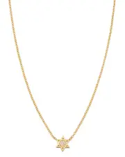 Zoe Chicco Midi Bitty 14K Yellow Gold & Diamond Star of David Necklace, 16