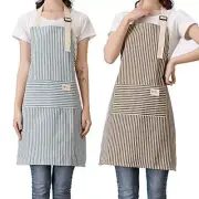 Aprons 2 Pack Adjustable Bib Aprons with 2 Pockets Cotton Linen Cooking Multi