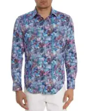 Robert Graham Outer Banks Printed Button Front Shirt Men's XL Multi Long Sleeve