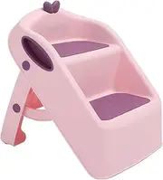 2 Step Stool for Kids Toilet Potty Training Stool with Handles, 3 in 1 Foldable Toddler Step Stop for Bathroom Sink, Child Kitchen Counter Stool Helper, Plastic Ladder for