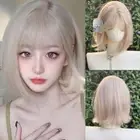 Straight Blond Anime Cosplay Wigs Synthetic Wigs with Bangs for Women