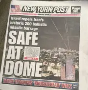 NEW YORKPOST ISRAELREPELS IRAN,S HiSTORIC-200 BALLISTIC MISSILE BARRAGE-10/2/24