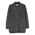[Prada] Prada Contrast-collar Buttoned Coat 38 IT BLACK