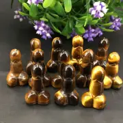 1"+ Natural Tiger's-Eye Penis Quartz Carved Crystal Skull Reiki Healing 5pcs