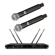 Axint AD4D Dual Beta58 Wireless Karaoke Microphone System Stage Live Music Perfo