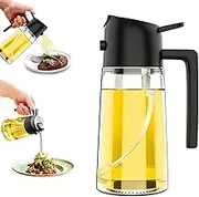 Oil Dispenser Bottle for Kitchen,2 in 1 Oil Dispenser and Oil Sprayer,450ml Olive Oil Dispenser Bottle,with Comfortable Handle Design for Barbecue, Air Frying Pan, Oven and Steak Frying