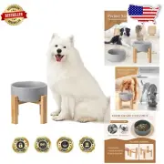 Heavy Weighted Elevated Dog Dish with Bamboo Base – Perfect for Flat-Faced Dogs