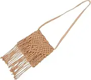 [Baluue] Hand Knitted Crossbody Bag Purse with Stylish Tassels Soft and Comfortable Over Shoulder Design for Beach Travel Versatile Casual Accessory Classic