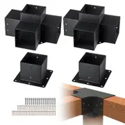 Pergola Bracket Kit 152.4 x 152.4 mm, 4pcs 4-Way Heavy Duty Corner Bracket Woodworks DIY Post Base, Easy Installation Wooden Beams for Gazebos, Patio Pergolas, Log Cabin Outdoor Pergola