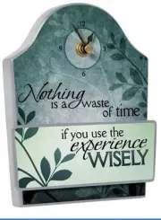 Wall or Desk Clock by Carson Home Accents--Nothing is a Waste of Time #12014