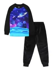 Wonder Nation Boys Long Sleeve Top and Pants Pajama Set-Galaxy-Medium (8)-NWT