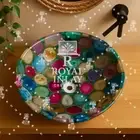 15" Colorful Agate Stone Sink | Round Gemstone Wash Basin for Luxury Bathrooms