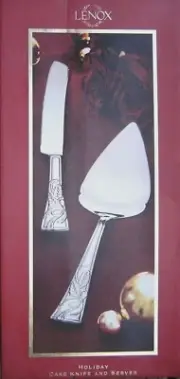 LENOX HOLIDAY Pattern CAKE KNIFE AND SERVER set - Stainless Steel -- NEW in BOX