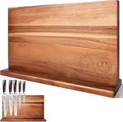 XYJ Magnetic Knife Block for Knives,Scissors,Natural Wooden Holders Double Side Knife Storage Organizer Kitchen Cutlery Knife Stand for Women Men