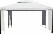 vidaXL Elegant Gazebo - White and Black, Sturdy Steel Frame and Polyester Roof, Spacious 3x4 m, Vented Canopy for Outdoor Gatherings, Picnics and Barbecues - Not for Use in Severe Weather