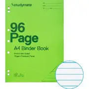 Studymate A4 70gsm 8mm Ruled PP Cover Binder Book 96 Pg Green
