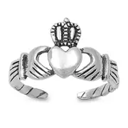 Irish Claddagh Toe Ring 925 Sterling Silver 9mm Band Adjustable
