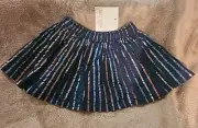Falls Creek NWT Toddler Skirt 2T Navy Blue W/Multi Color Striped Pull On