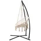Gardeon Hammock Chair with Steel Stand Macrame Outdoor Swinging Cream