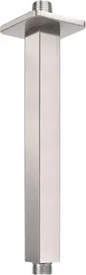 Ceiling Mounted Shower Arm, Square Extension with Flange and Teflon Tape, Stainl