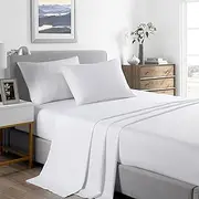 Royal Comfort - Sheet Set, 2000TC Ultra Soft Bamboo Microfibre Blend, Fitted Sheet & Flat Sheet & Pillowcase Set (King, White)