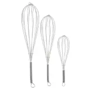 3pc 3 Sizes Steel Balloon Whisk Set Manual Kitchen Cooking Egg Hand Mixer Whisks
