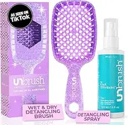 FHI Heat UNbrush Detangling Brush and UNwinder Detangling Spray Combo Pack - Tangle-Free Hair, Pain-Free Brushing, Anti-Static Bristles, Lightweight Hair Brush, Amethyst Lavender