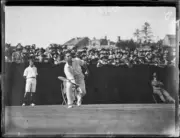 Cliff Sproule running to return a volley during a Davis Cup tennis- Old Photo