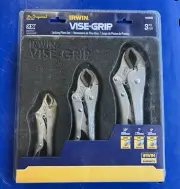 VISE-GRIP 3pc Curved Jaw Locking Pliers Set w/ Tray 10CR, 7CR, 5CR 4935580 NEW