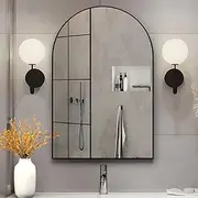 NEUWEABY Arched Wall Mirror for Bathroom, 20"x30" Arched Mirror Wall Mounted Mirror with Metal Frame, Black Vanity Mirror Decor for Mantle, Bedroom, Entryway, Living Room