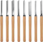 HAUTMEC Professional Wood Turning Chisel 8 Pcs Set, Lathe Chisel Set with 2 Skew