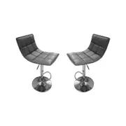 Set Of 2 Lunar Modern Height Adjustable Gas Lift PU Leather Bar Stool - Grey