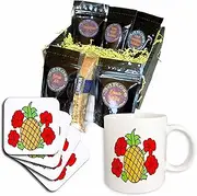 3dRose cgb_44887_1 Hawaiian Pineapple n Hibiscus-Coffee Gift Basket, Multicolor