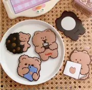 Cute Cartoon Bear Silicon Mini Portable Hand Held Make Up Travel Pocket Mirror