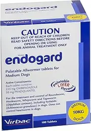 Virbac Endogard Wormer for Medium Dogs 100 Tablets