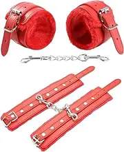 [LOITHGU] Leather Ankle Straps Wrist Cuffs, Adjustable Lock Buckle Ankle Bracelets Kits, Cosplay Cuffs Accessory